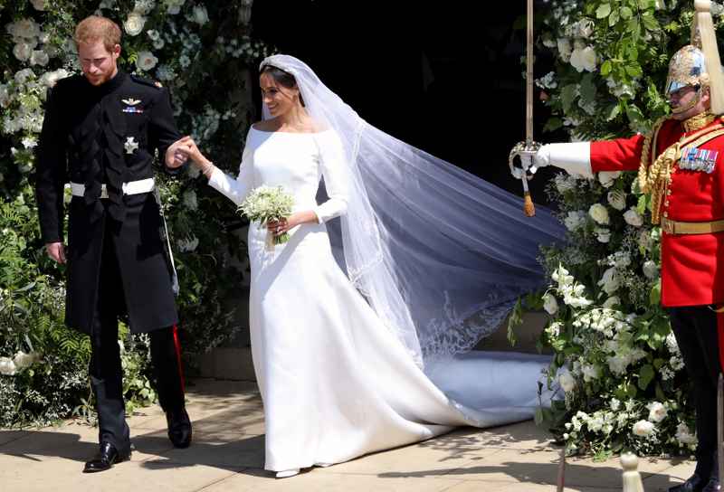 Prince Harry, Duke of Sussex, and Meghan, Duchess of Sussex, leave St. George’s Chapel at Windsor Castle after their wedding ceremony on May 19, 2018, in Windsor, England.